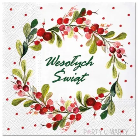 serwetki wesolych swiat jarzebina paw 33 cm 20 szt