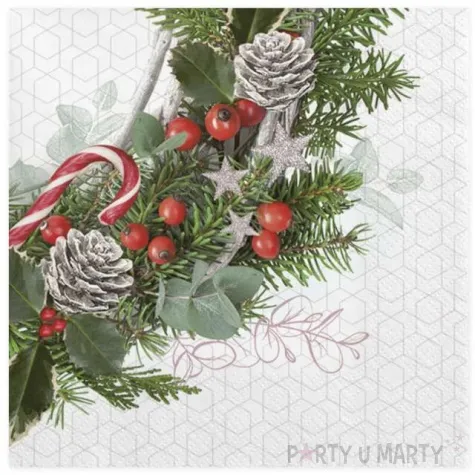 serwetki wianek swiateczny na geometrycznym tle maki 33 cm 20 szt