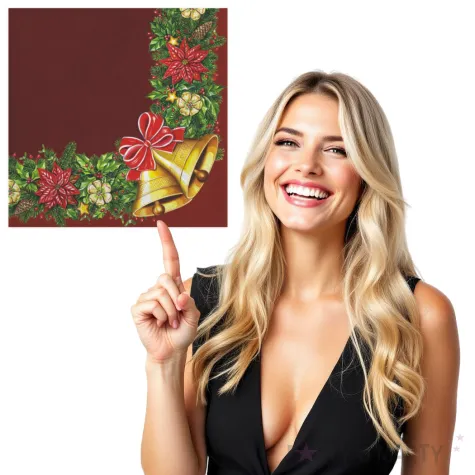 serwetki wianek swiateczny z dzwonkami bordowy maki 33 cm 20 szt