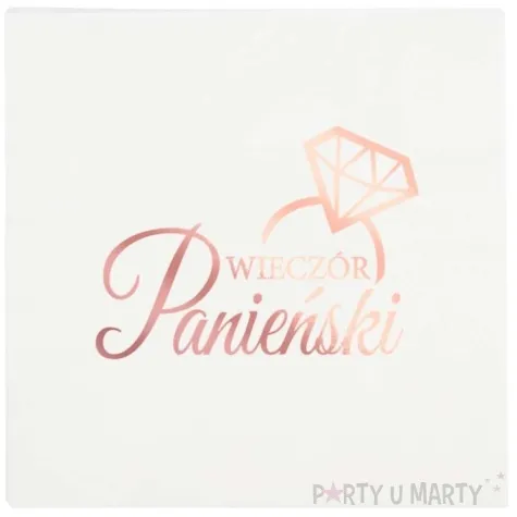 serwetki wieczor panienski pieroscionek rosegold bialy dekolo 33 cm 10 szt