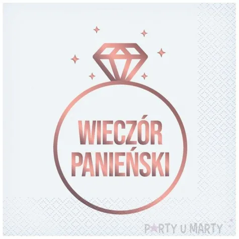 serwetki wieczor panienski pierscionek bialy godan 33 cm 20 szt