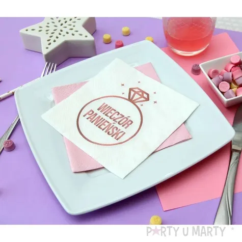 serwetki wieczor panienski pierscionek bialy godan 33 cm 20 szt