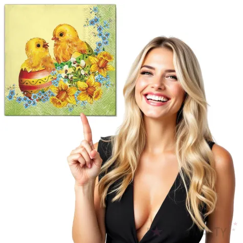 serwetki wielkanoc 2 kurczaki maki 33 cm 20 szt