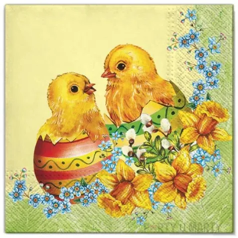 serwetki wielkanoc 2 kurczaki maki 33 cm 20 szt