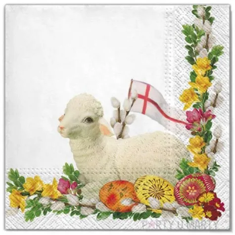 serwetki wielkanoc baranek bialy maki 33 cm 20 szt