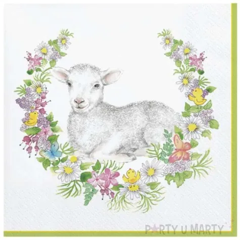 serwetki wielkanoc baranek i wieniec maki 33 cm 20 szt