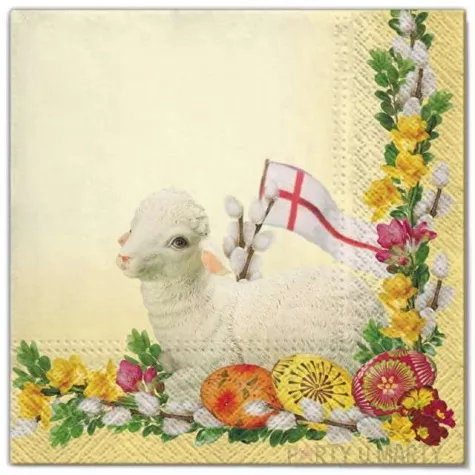 serwetki wielkanoc baranek zolty maki 33 cm 20 szt