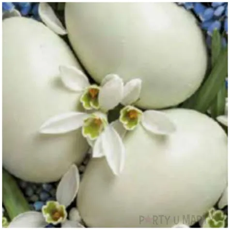 serwetki wielkanoc biale jajka i przebisniegi maki 33 cm 20 szt