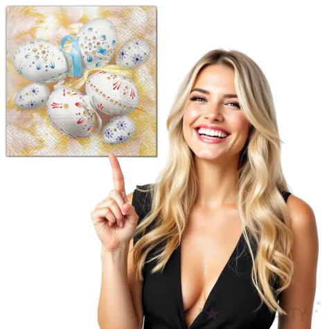 serwetki wielkanoc biale pisanki maki 33 cm 20 szt