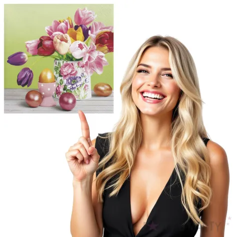 serwetki wielkanoc bukiet tulipanow i jajka maki 33 cm 20 szt