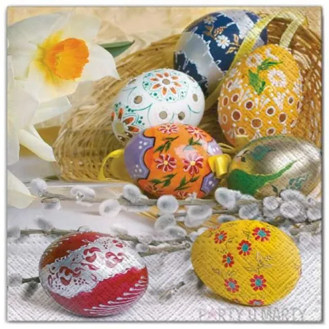 serwetki wielkanoc jajka i bazie maki 33 cm 20 szt