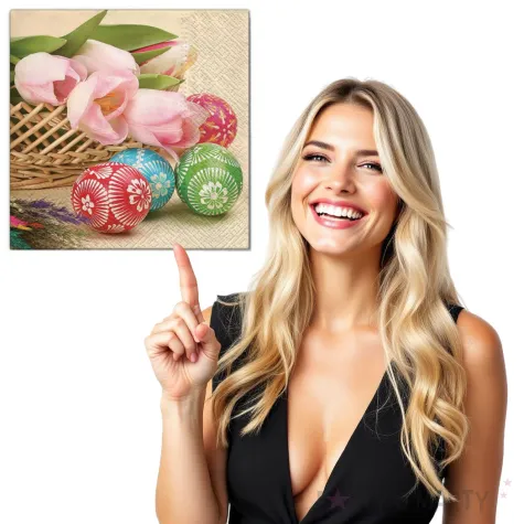 serwetki wielkanoc jajka i tulipany maki 33 cm 20 szt