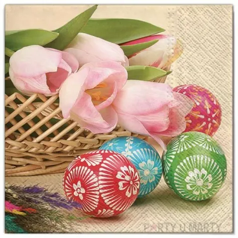 serwetki wielkanoc jajka i tulipany maki 33 cm 20 szt