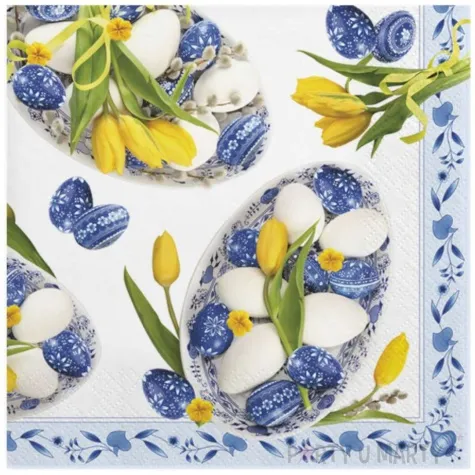 serwetki wielkanoc jajka i tulipany maki 33 cm 20 szt