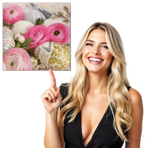 serwetki wielkanoc jajka w kwiatach maki 33 cm 20 szt