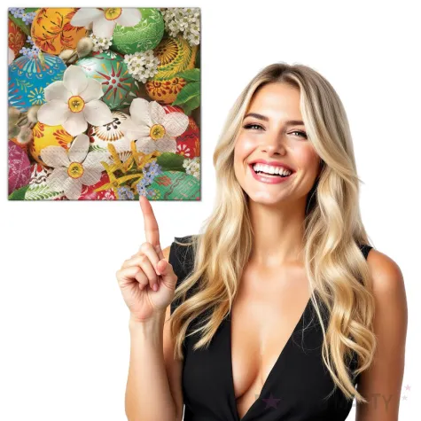 serwetki wielkanoc jajka w kwiatach maki 33 cm 20 szt