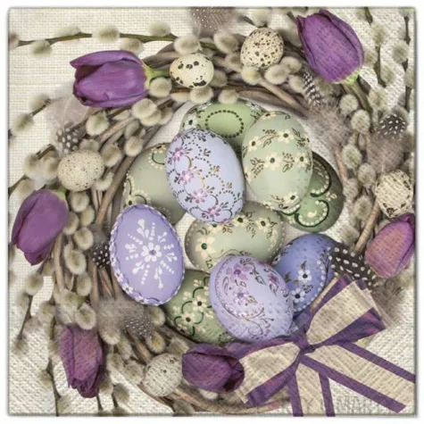 serwetki wielkanoc jajka w tulipanach maki 33 cm 20 szt