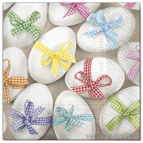 serwetki wielkanoc jajka z kokardami maki 33 cm 20 szt