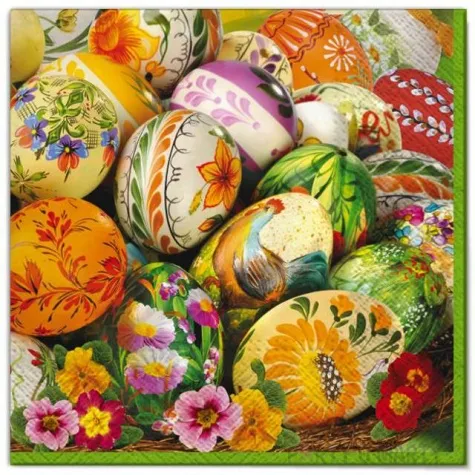 serwetki wielkanoc kolorowe jajka maki 33 cm 20 szt