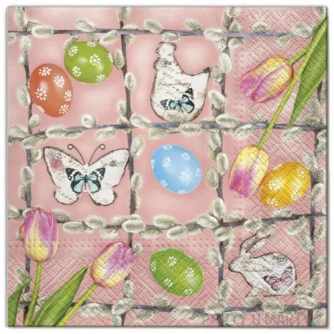 serwetki wielkanoc kompozycja w ramce maki 33 cm 20 szt