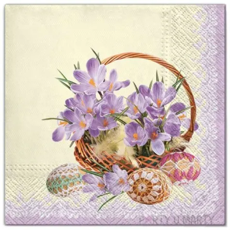 serwetki wielkanoc krokusy w koszu maki 33 cm 20 szt