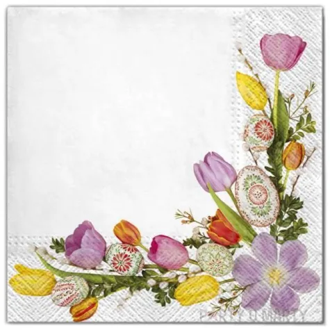 serwetki wielkanoc kwiatowa ramka maki 33 cm 20 szt