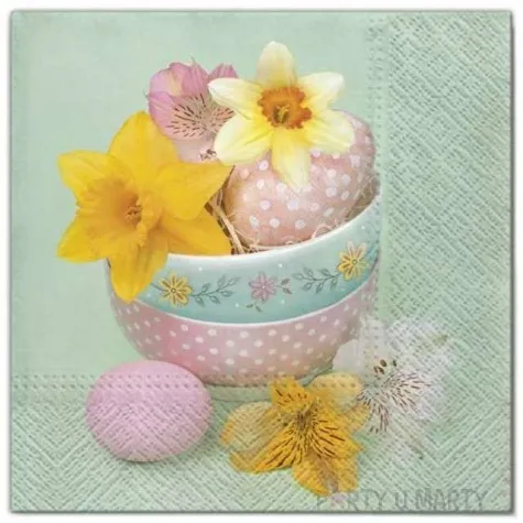 serwetki wielkanoc kwiaty w misce maki 33 cm 20 szt