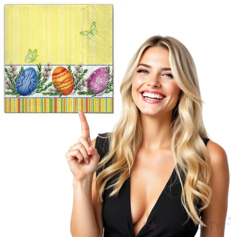 serwetki wielkanoc pisanki i bazie maki 33 cm 20 szt