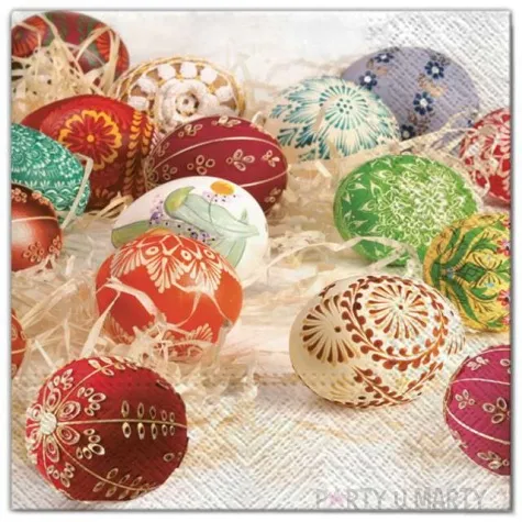 serwetki wielkanoc pisanki na sianku maki 33 cm 20 szt