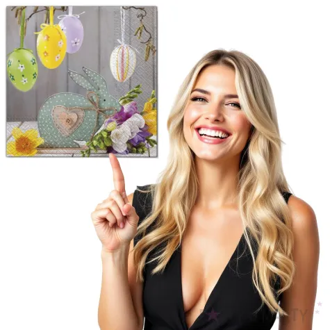 serwetki wielkanoc pisanki na wstazkach maki 33 cm 20 szt