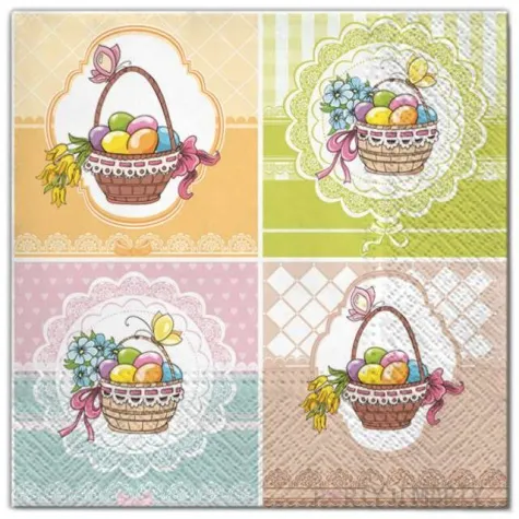 serwetki wielkanoc pisanki w koszykach maki 33 cm 20 szt