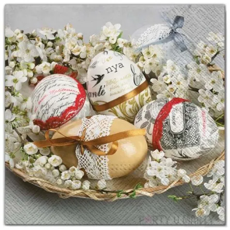 serwetki wielkanoc pisanki w kwiatach maki 33 cm 20 szt