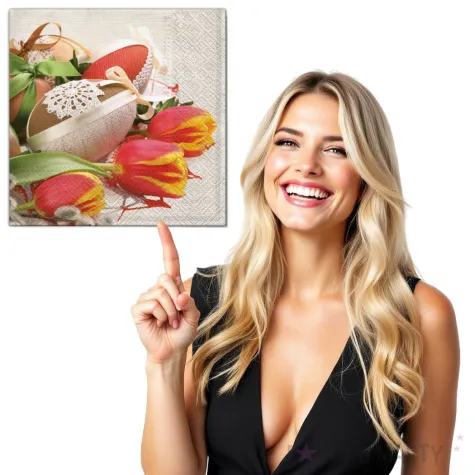 serwetki wielkanoc pisanki z tulipanami maki 33 cm 20 szt