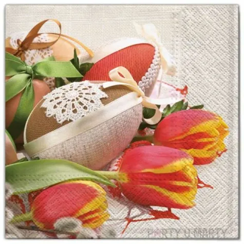 serwetki wielkanoc pisanki z tulipanami maki 33 cm 20 szt