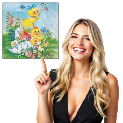 serwetki wielkanoc pisklak z motylami maki 33 cm 20 szt