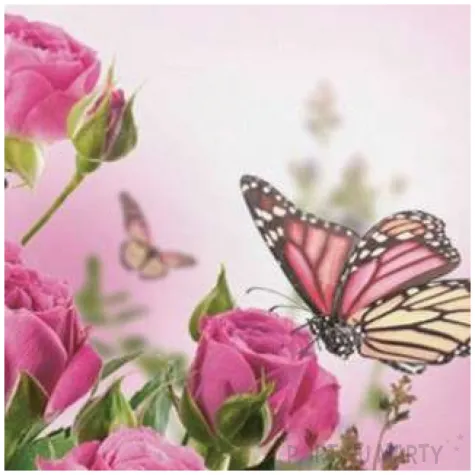 serwetki wielkanoc roze i motyle maki 33 cm 20 szt