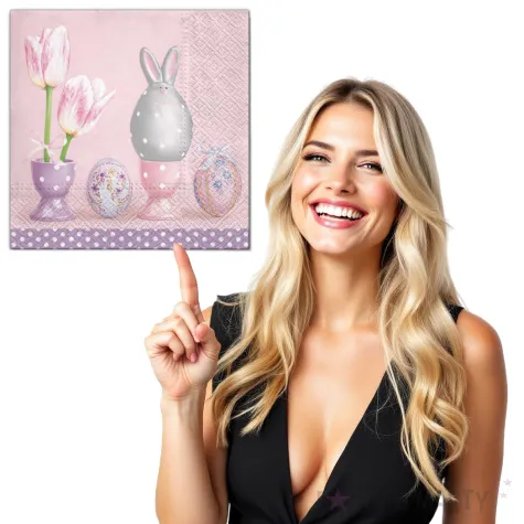 serwetki wielkanoc rozowe ozdoby maki 33 cm 20 szt