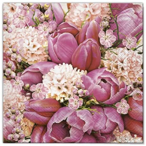 serwetki wielkanoc rozowy bukiet maki 33 cm 20 szt