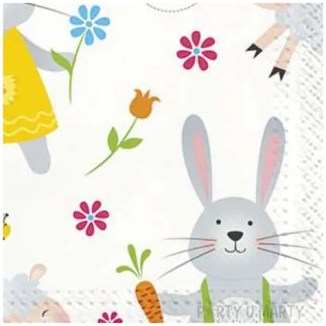 serwetki wielkanoc rysunkowe zwierzaki paw 33 cm 20 szt