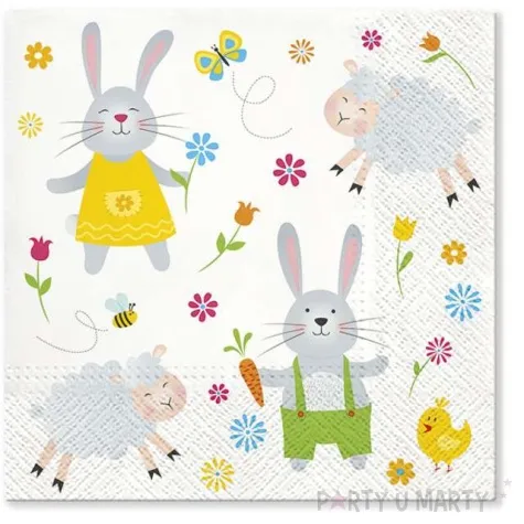 serwetki wielkanoc rysunkowe zwierzaki paw 33 cm 20 szt