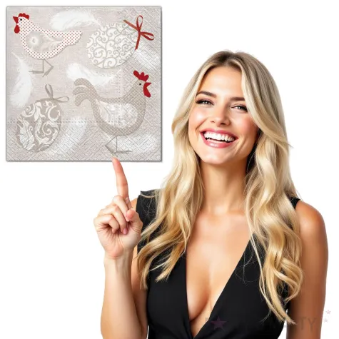 serwetki wielkanoc szare kury maki 33 cm 20 szt