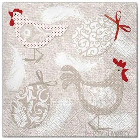 serwetki wielkanoc szare kury maki 33 cm 20 szt