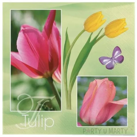 serwetki wielkanoc tuipany zolte i rozowe maki 33 cm 20 szt