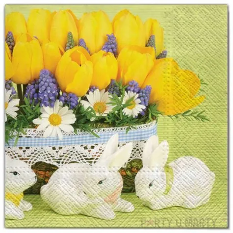 serwetki wielkanoc tulipany z krolikami maki 33 cm 20 szt