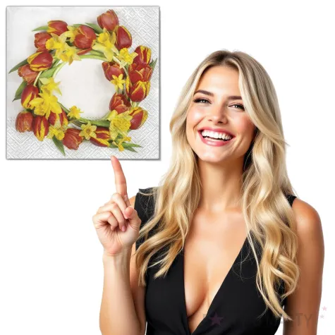 serwetki wielkanoc wieniec z tulipanow maki 33 cm 20 szt