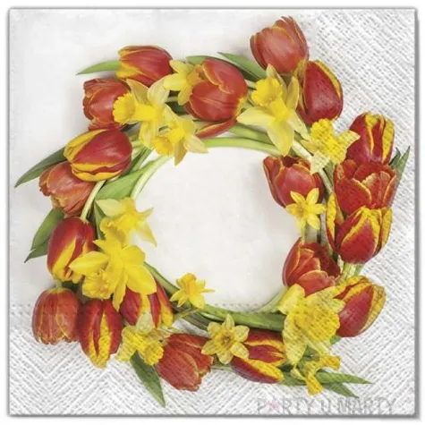 serwetki wielkanoc wieniec z tulipanow maki 33 cm 20 szt