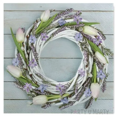 serwetki wielkanoc wieniec z tulipanow maki 33 cm 20 szt