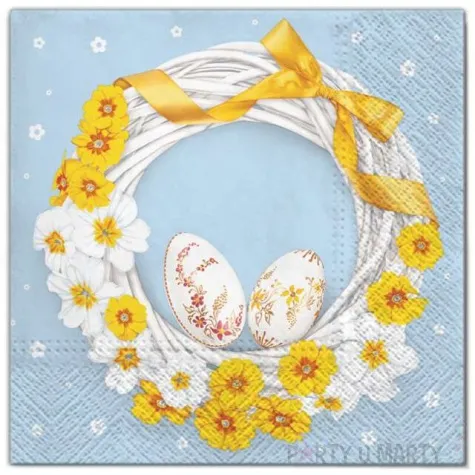 serwetki wielkanoc wieniec zolty maki 33 cm 20 szt