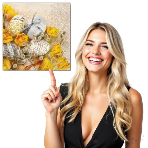 serwetki wielkanoc zolte tulipany i jajka maki 33 cm 20 szt