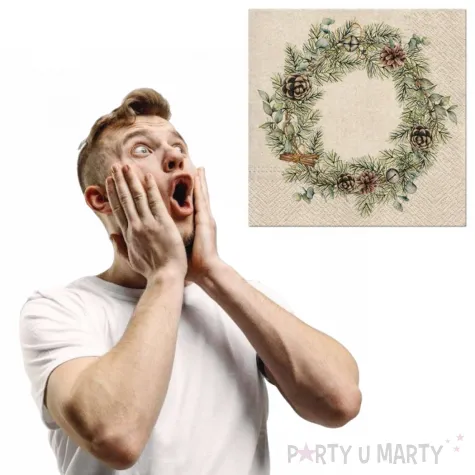 serwetki wieniec boze narodzenie szare paw 33 cm 20 szt